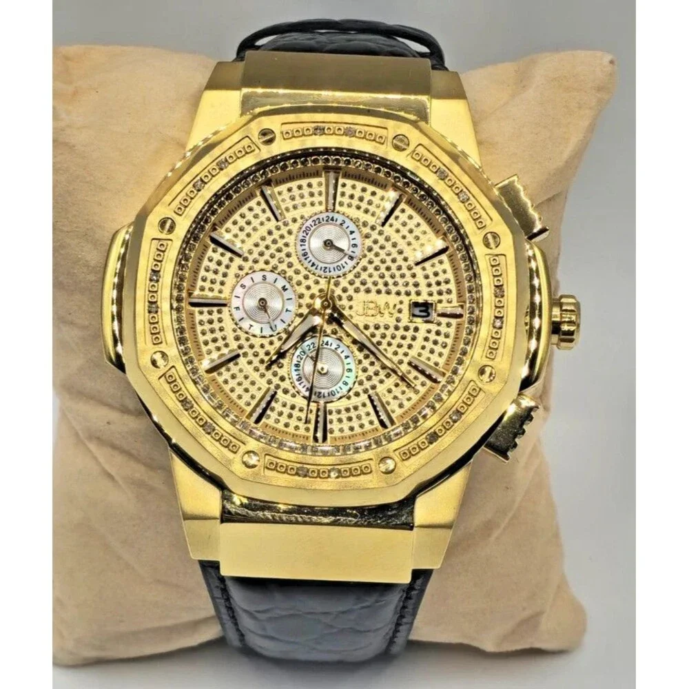JBW Men's 10-Year Anniversary Gold-Tone Diamond Chronograph Watch